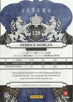 2010 Panini Crown Royale - Autographs #128 Derrick Morgan Back