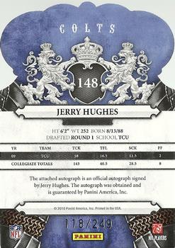 2010 Panini Crown Royale - Autographs #148 Jerry Hughes Back