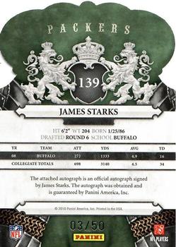 2010 Panini Crown Royale - Autographs Blue #139 James Starks  Back