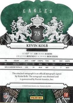 2010 Panini Crown Royale - Autographs Green #75 Kevin Kolb Back