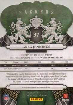 2010 Panini Crown Royale - Blue #37 Greg Jennings Back