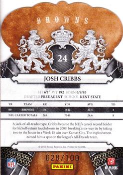 2010 Panini Crown Royale - Blue #24 Josh Cribbs Back
