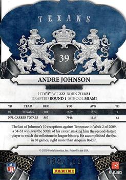 2010 Panini Crown Royale - Blue #39 Andre Johnson Back