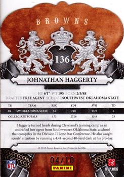 2010 Panini Crown Royale - Green #136 Johnathan Haggerty Back