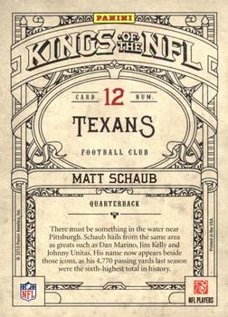 2010 Panini Crown Royale - Kings of the NFL #12 Matt Schaub  Back