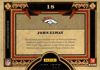 2010 Panini Crown Royale - Living Legends Materials #18 John Elway Back