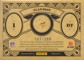 2010 Panini Crown Royale - Majestic Materials #1 Alan Page Back