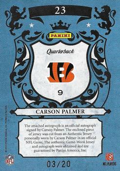 2010 Panini Crown Royale - Royalty Materials Autographs #23 Carson Palmer Back
