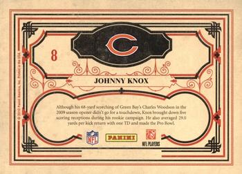2010 Panini Crown Royale - The Zone #8 Johnny Knox  Back