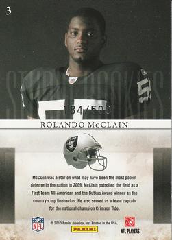2010 Panini Rookies & Stars - Studio Rookies Gold #3 Rolando McClain  Back