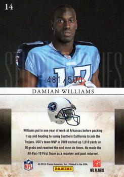 2010 Panini Rookies & Stars - Studio Rookies Gold #14 Damian Williams  Back