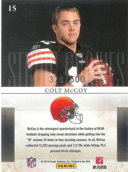 2010 Panini Rookies & Stars - Studio Rookies Gold #15 Colt McCoy  Back