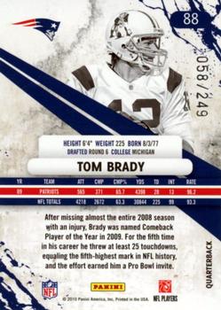 2010 Panini Rookies & Stars - Longevity Parallel Silver #88 Tom Brady  Back