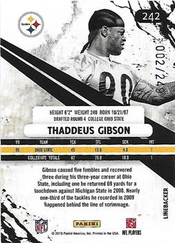 2010 Panini Rookies & Stars - Longevity Parallel Silver #242 Thaddeus Gibson  Back