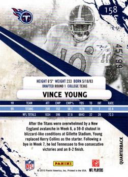 2010 Panini Rookies & Stars - Longevity Parallel Silver Holofoil #158 Vince Young Back