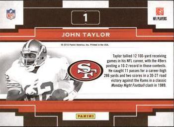 2010 Panini Threads - Century Legends #1 John Taylor  Back