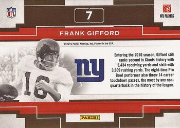 2010 Panini Threads - Century Legends #7 Frank Gifford  Back
