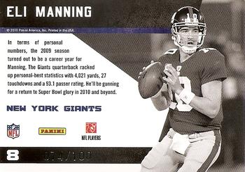 2010 Panini Threads - Century Stars Holofoil #8 Eli Manning  Back