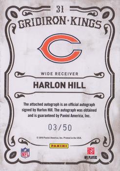 2010 Panini Threads - Gridiron Kings Autographs #31 Harlon Hill Back