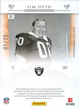 2010 Playoff National Treasures - NFL Greatest Signature Materials #31 Jim Otto Back