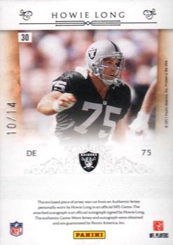 2010 Playoff National Treasures - NFL Greatest Signature Materials Prime #30 Howie Long Back