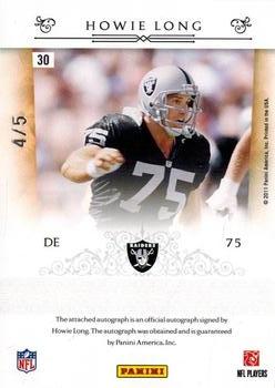 2010 Playoff National Treasures - NFL Greatest Signatures #30 Howie Long Back