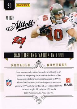 2010 Playoff National Treasures - Notable Numbers #20 Mike Alstott  Back