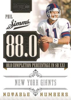 2010 Playoff National Treasures - Notable Numbers #21 Phil Simms  Front