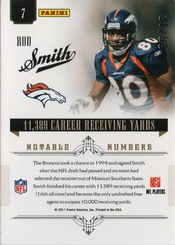 2010 Playoff National Treasures - Notable Numbers Materials #7 Rod Smith Back