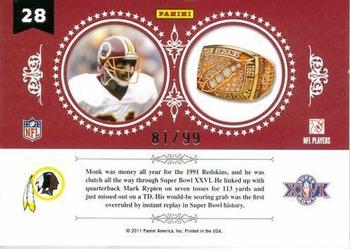 2010 Playoff National Treasures - Ring of Honor #28 Art Monk  Back