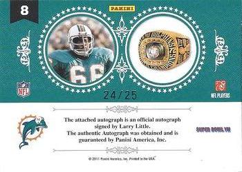 2010 Playoff National Treasures - Ring of Honor Signatures #8 Larry Little Back