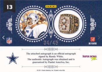 2010 Playoff National Treasures - Ring of Honor Signatures #13 Randy White Back