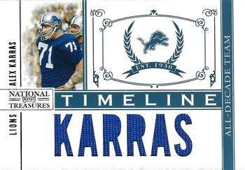 2010 Playoff National Treasures - Timeline Materials Player Name #1 Alex Karras Front
