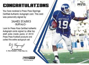 2010 Press Pass - Press Pass Signings Autographs Silver #PPS-JS James Starks Back