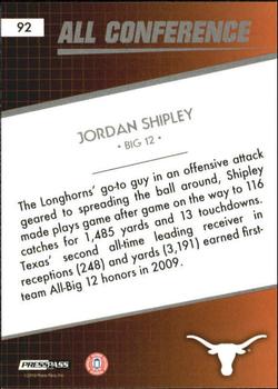 2010 Press Pass - Reflectors #92 Jordan Shipley Back