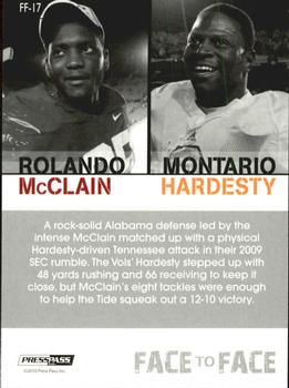 2010 Press Pass PE - Face To Face #FF17 Rolando McClain / Montario Hardesty  Back