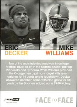 2010 Press Pass PE - Face To Face #FF18 Eric Decker / Mike Williams  Back