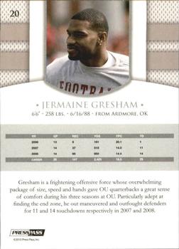 2010 Press Pass PE - Gold #20 Jermaine Gresham  Back