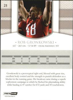 2010 Press Pass PE - Gold #21 Rob Gronkowski  Back