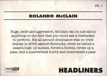 2010 Press Pass PE - Headliners #HL1 Rolando McClain  Back