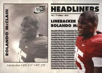 2010 Press Pass PE - Headliners #HL1 Rolando McClain  Front