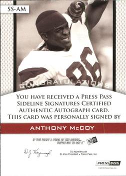 2010 Press Pass PE - Sideline Signatures Gold #SSAM Anthony McCoy  Back