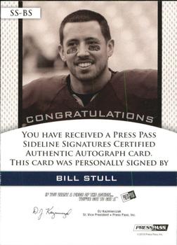 2010 Press Pass PE - Sideline Signatures Gold #SSBS Bill Stull  Back