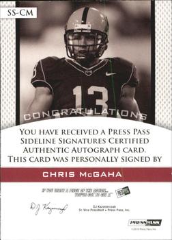 2010 Press Pass PE - Sideline Signatures Gold #SSCM Chris McGaha  Back
