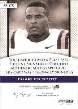 2010 Press Pass PE - Sideline Signatures Gold #SSCS2 Charles Scott  Back