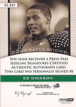 2010 Press Pass PE - Sideline Signatures Gold #SSED2 Ed Dickson  Back
