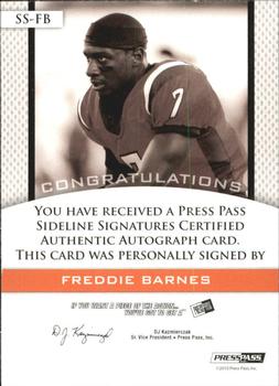 2010 Press Pass PE - Sideline Signatures Gold #SSFB Freddie Barnes  Back