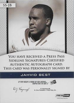 2010 Press Pass PE - Sideline Signatures Gold #SSJB Jahvid Best  Back