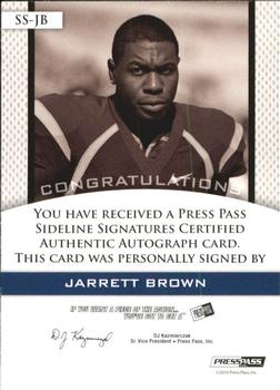 2010 Press Pass PE - Sideline Signatures Gold #SSJB2 Jarrett Brown  Back