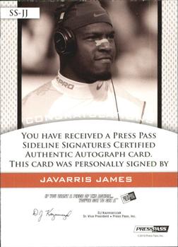 2010 Press Pass PE - Sideline Signatures Gold Red Ink #SSJJ Javarris James Back